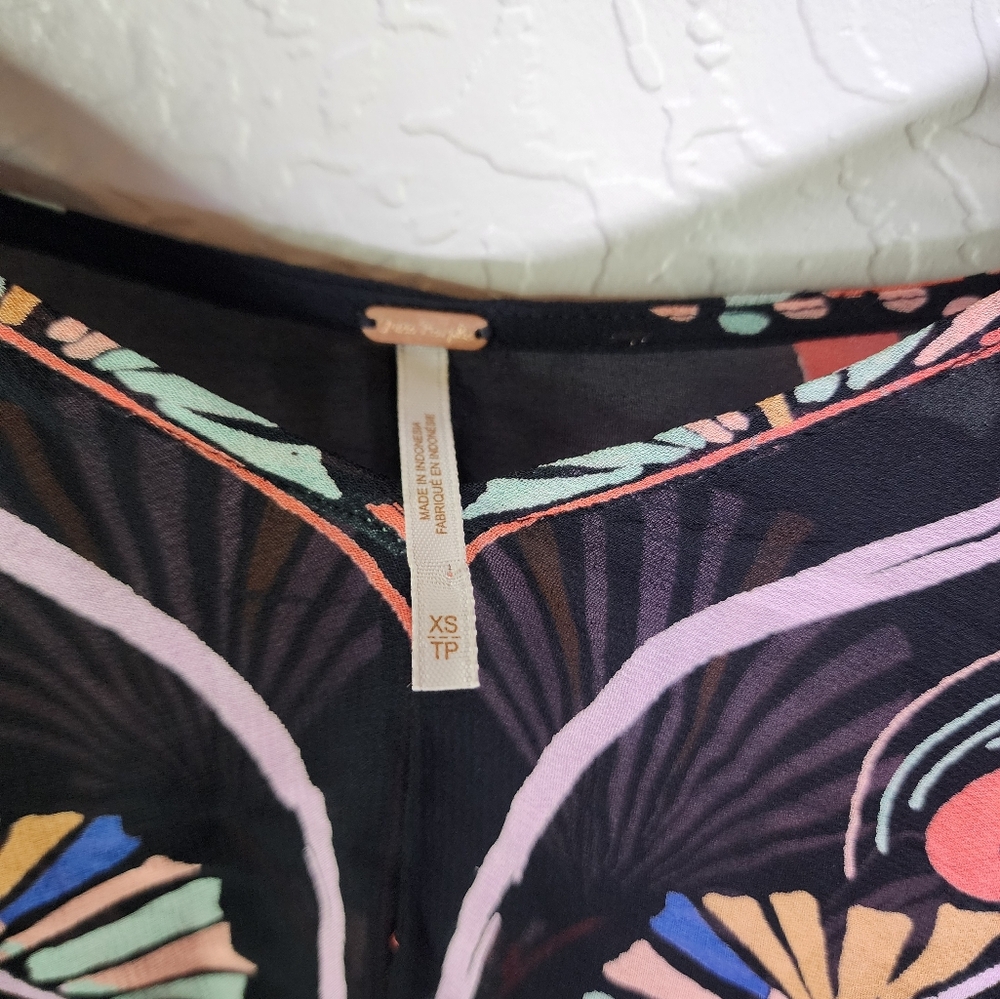 Free People Beneath The Sea Sheer Black Crop Top Size XS - Picture 7 of 9